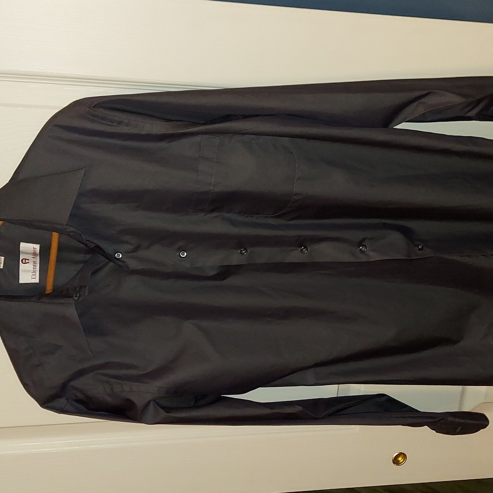 Etienne Aigner Button Down Dress Shirt Charcoal L 16 34/35